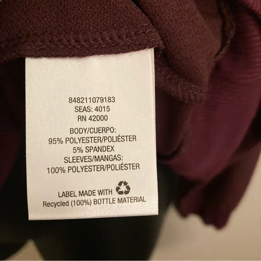 Attention Burgundy Sheer Long Sleeve Sweater Womens Minimalist Fall Top Large